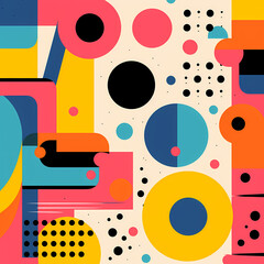 a border with bold, colorful, and abstract shapes