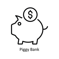 Piggy bank vector outline Icon Design illustration. Business And Management Symbol on White background EPS 10 File