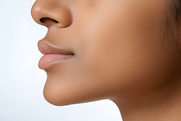 Close up of beautiful afro american woman's lips, chin and jawline
