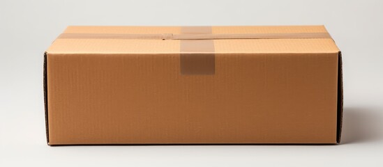 big cardboard box ready to send on white background - obrazy, fototapety, plakaty