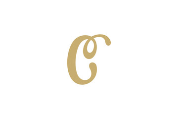 Initial C gold handwritten monogram logo vector