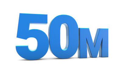 50M sign isolated on transparent background. Thank you for 50M followers 3D. 3D rendering	