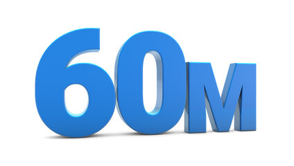 60M sign isolated on transparent background. Thank you for 60M followers 3D. 3D rendering	