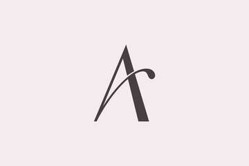 Letter A in black simple minimalist monogram logo vector - obrazy, fototapety, plakaty