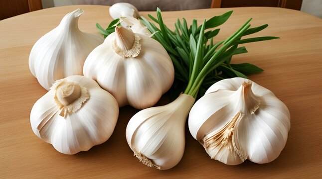 fresh garlic on the table