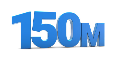 150M sign isolated on transparent background. Thank you for 150M followers 3D. 3D rendering	