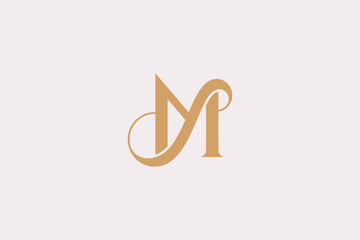 M gold luxury minimalist initial letter logo vector - obrazy, fototapety, plakaty