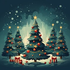 Fototapeta premium Christmas greeting card message merry christmas christmas tree