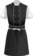 Illustration of a Waiter Wearing a Black and White Dress