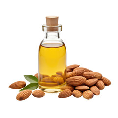 Organic Almond Oil Bottle and Nuts