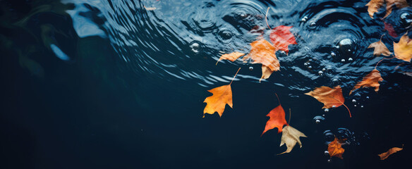 Fototapeta na wymiar Group of Floating Leaves Creating a Serene Reflection