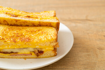 French toast ham bacon cheese sandwich
