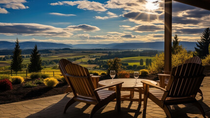 beautiful resort landscape photo with views of hills and blue sky