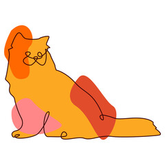 Boho Blob Monoline Cat Line Art PNG Transparent Background