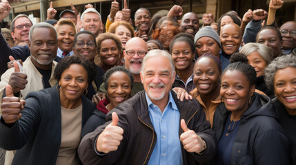 Diverse Group of People Showing Thumbs Up - obrazy, fototapety, plakaty