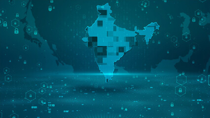 India Map background password security business digital technology
