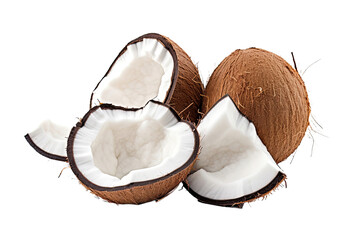 Pieces of coconut isolated on white background - obrazy, fototapety, plakaty
