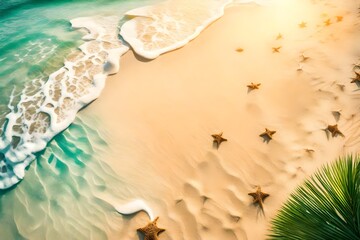 Fototapeta na wymiar sand beach and sea generated by AI technology