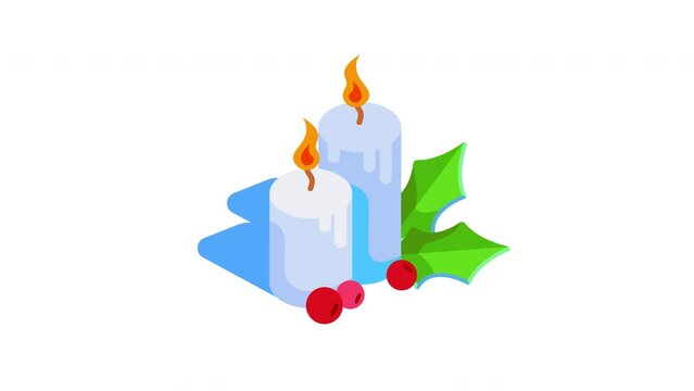 christmas candle animation with transparent alpha channel background
