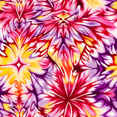 Illustration of a seamless pattern of colorful tie-dye fabric.