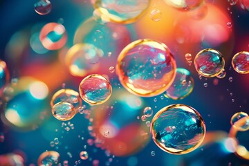 Colorful soap bubbles vivid colors Generative Ai