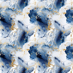 青と金の大理石の模様　シームレスパターン