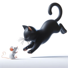 Playful Cat and Mouse Interaction. Illustration Generative AI.