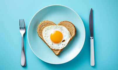 Toastbrot mit Ei in Herzform