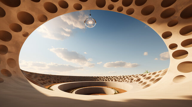 Beautiful 3D Render A viewpoint from the ground looking up
