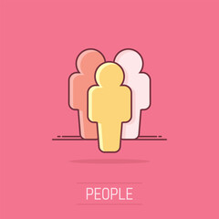 Cartoon people icon in comic style. Users illustration pictogram. Teamwork person sign splash business concept.