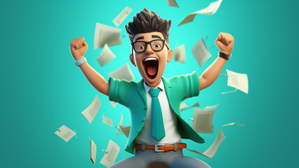 Upbeat Student An upbeat student character radiating