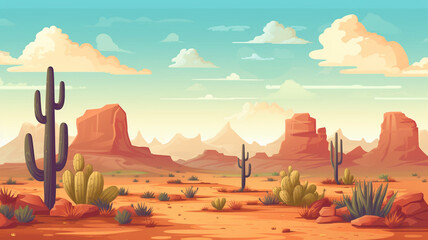 Pixel art desert at day Seamless Background