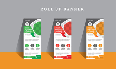 Creative Roll Up Banner Design Template With A Place For Photo, Web Banner template