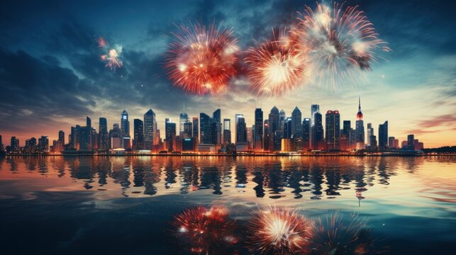 New Year Eve Skyline Fireworks Iconic , Wallpaper Pictures, Background Hd
