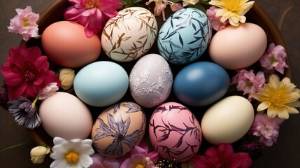 Top View Easter Holiday Card Wreathes , Wallpaper Pictures, Background Hd