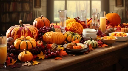 Foto op Canvas Traditional Thanksgiving Day Celebration Party , Wallpaper Pictures, Background Hd © MI coco