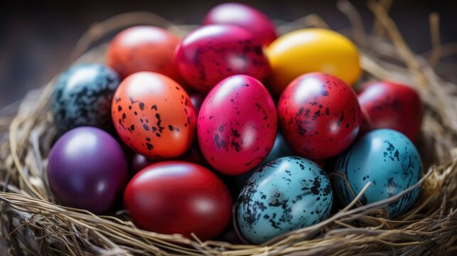 Top View Easter Holiday Card Nest , Wallpaper Pictures, Background Hd
