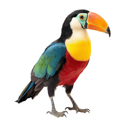 Fototapeta premium full body shot of a toucan on transparent background cutout - Generative AI 