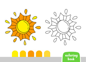 Coloring Book for kids sun page template vector illustration
