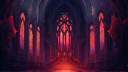 Pixel Art Adventure A Towering Cyberpunk Cathedral - obrazy, fototapety, plakaty