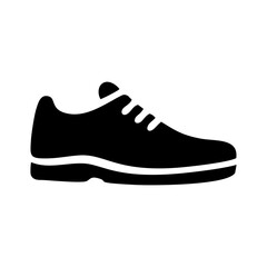 Shoe icon. Black shoe silhouette symbol on white background. Vector illustration.