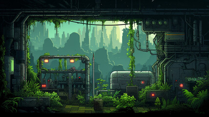 Amazing Pixel Art Adventure An Overgrown Cyberpunk Greenhouse