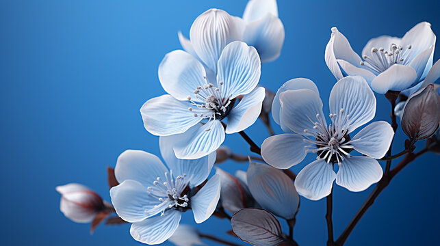 white flower on blue background HD 8K wallpaper Stock Photographic Image 