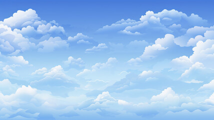 Beautiful Pixel Art Clouds Background Seamless Sky Texture - obrazy, fototapety, plakaty