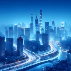 city at blue night