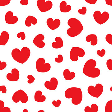 Red hearts seamless pattern. Valentine's day random elements wrapping paper print.