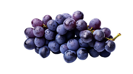 Bunch of blue grapes dry isolated on transparent background, Generative ai