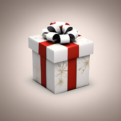 Gift box with a ribbon and a bow for Christmas and New Year's Day