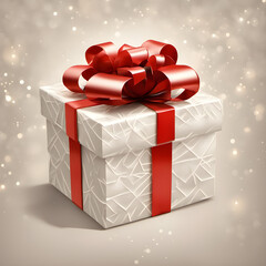 Gift box with a ribbon and a bow for Christmas and New Year's Day