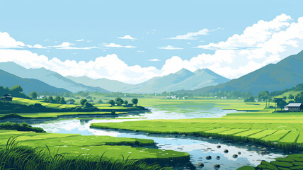 Amazing Pixel Art Landscape A Serene Pixel Art Rice Paddy